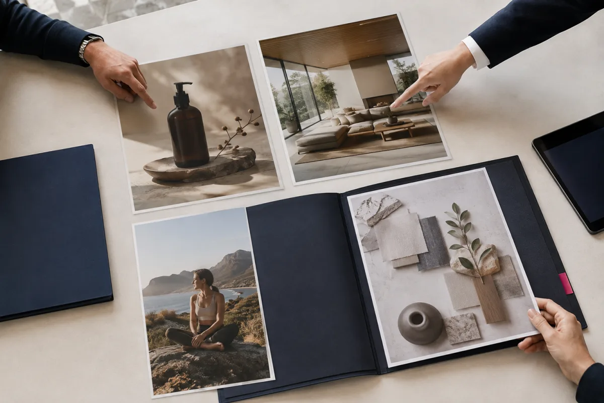A4 photographic prints used in a professional client presentation