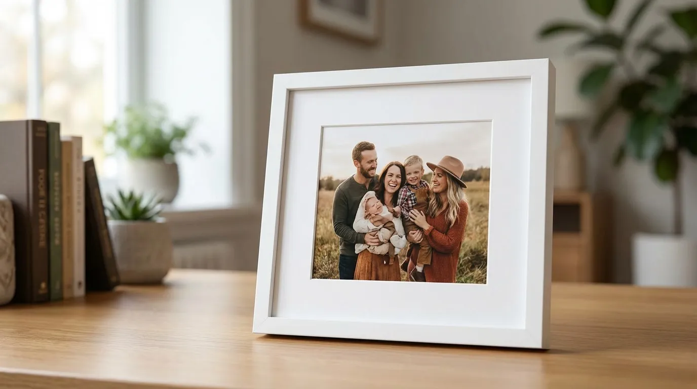 White framed photo print for home decor