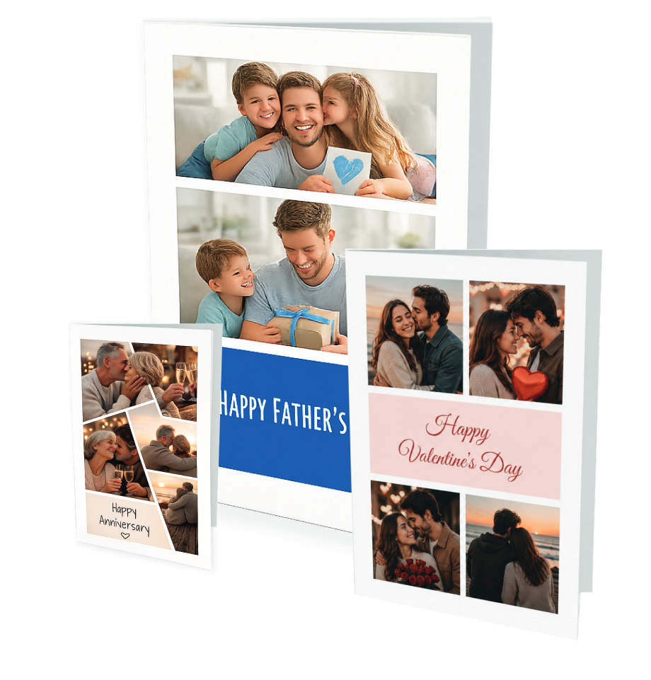Personalised greeting cards with photo collages