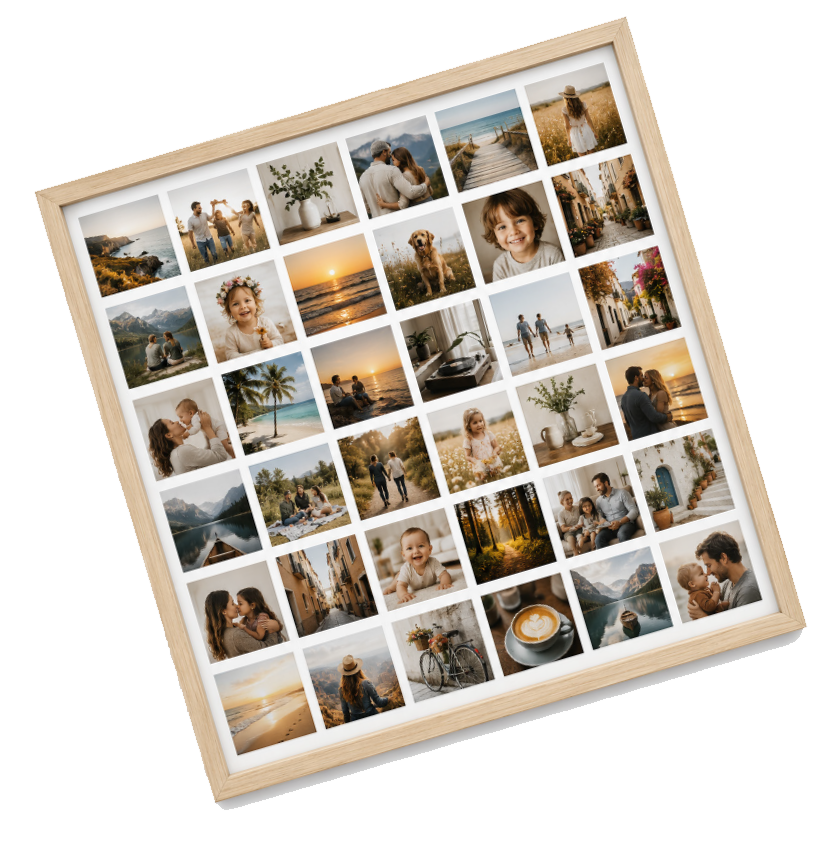 Framed personalised photo collage print, a thoughtful photo collage gift